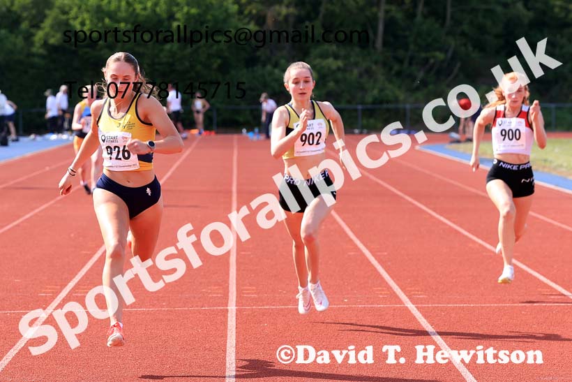 Senior womens 100 metres, 2025 North Eastern Track and Field Champs., Shildon, County Durham. Photo: David T. Hewitson/Sports for All Pics